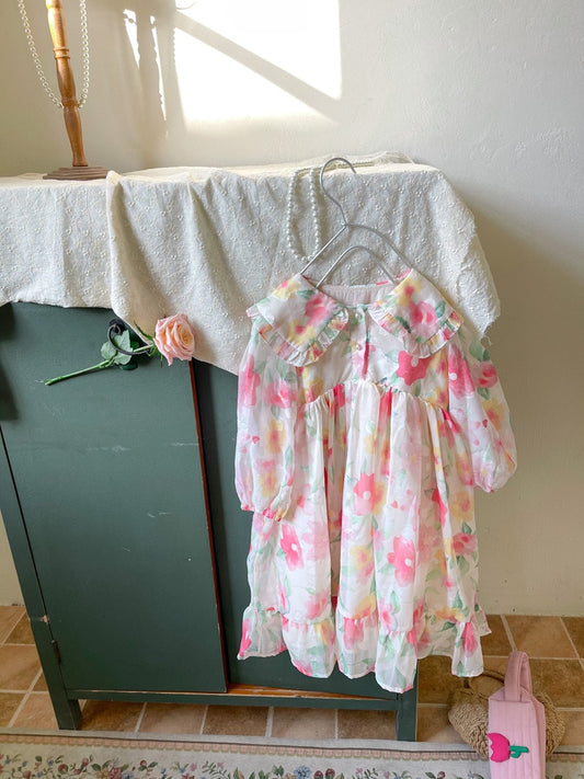 -キッズ フラワー シフォン ワンピース - mamahalo shop - 長袖ワンピース - べビー服 - 子供服 - 男の子 - 女の子