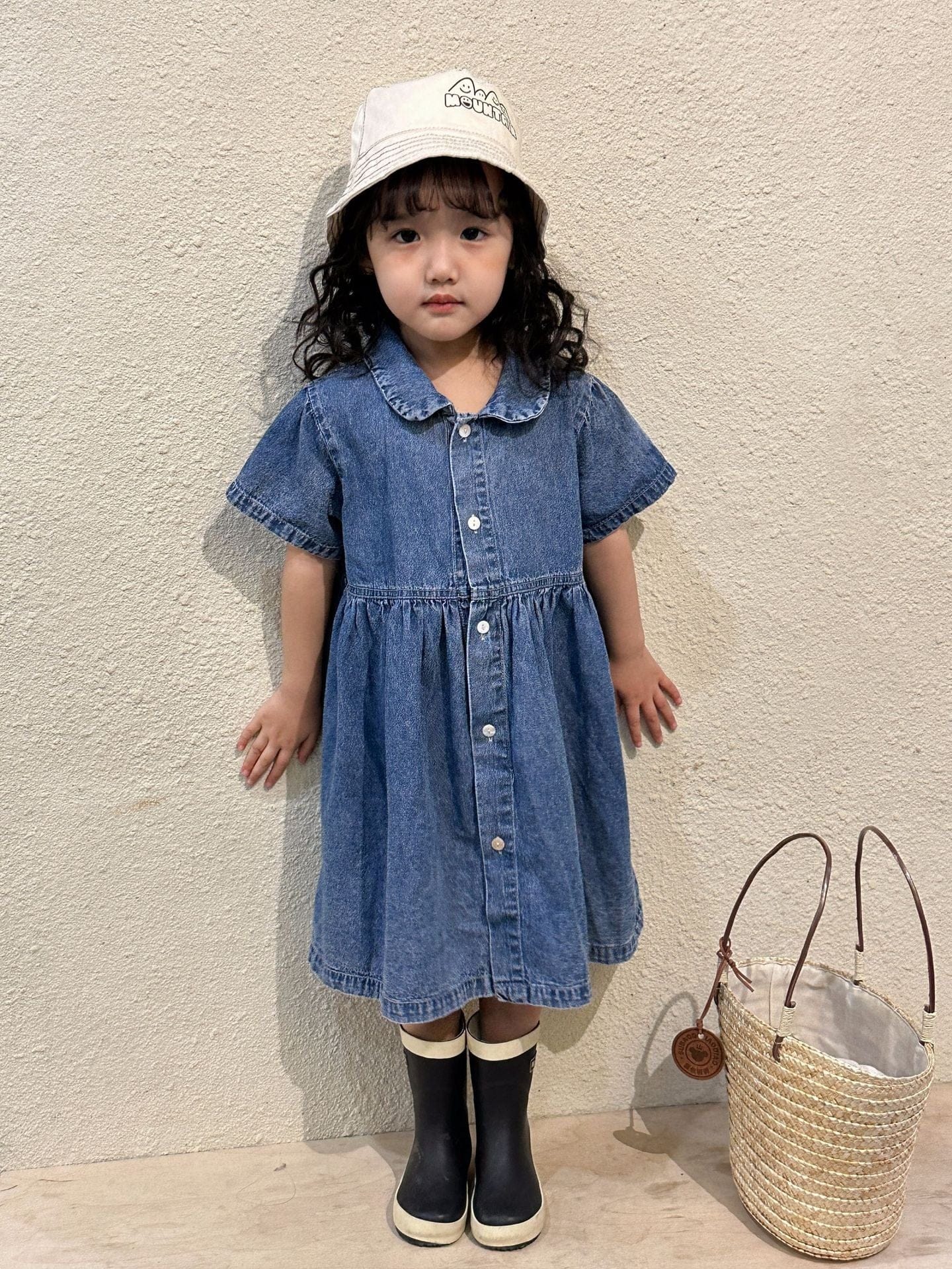 半袖ワンピース Blue Dress / 18M 80cm キッズ デニム セットアップ 半袖 シャツ パンツ ワンピース リンク 兄弟 姉妹 お揃い コーデ【mh0001686】