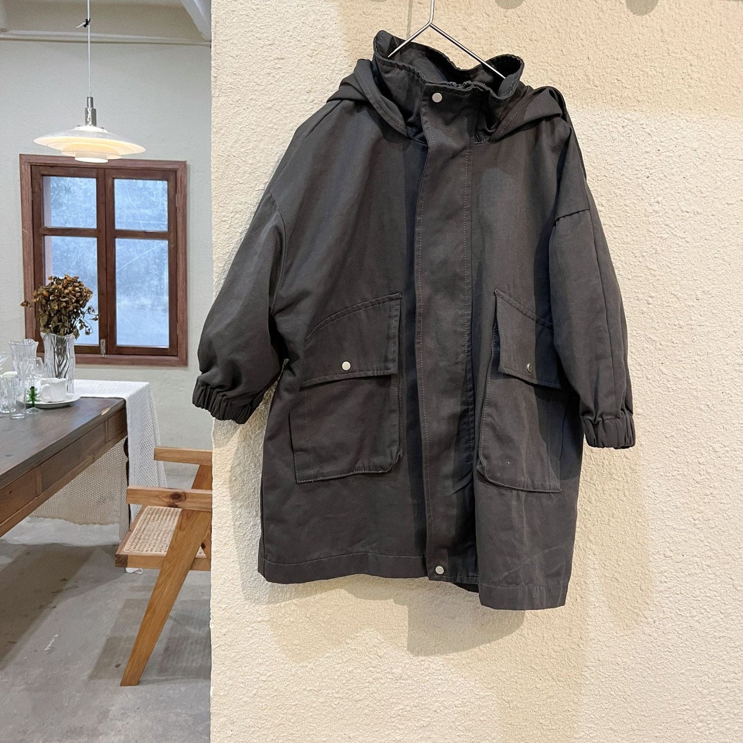 ロングコート Dark Gray / 18M 80cm キッズ ロング フーディ アウター ジャケット ジャンパー モッズコート【mh0001200】