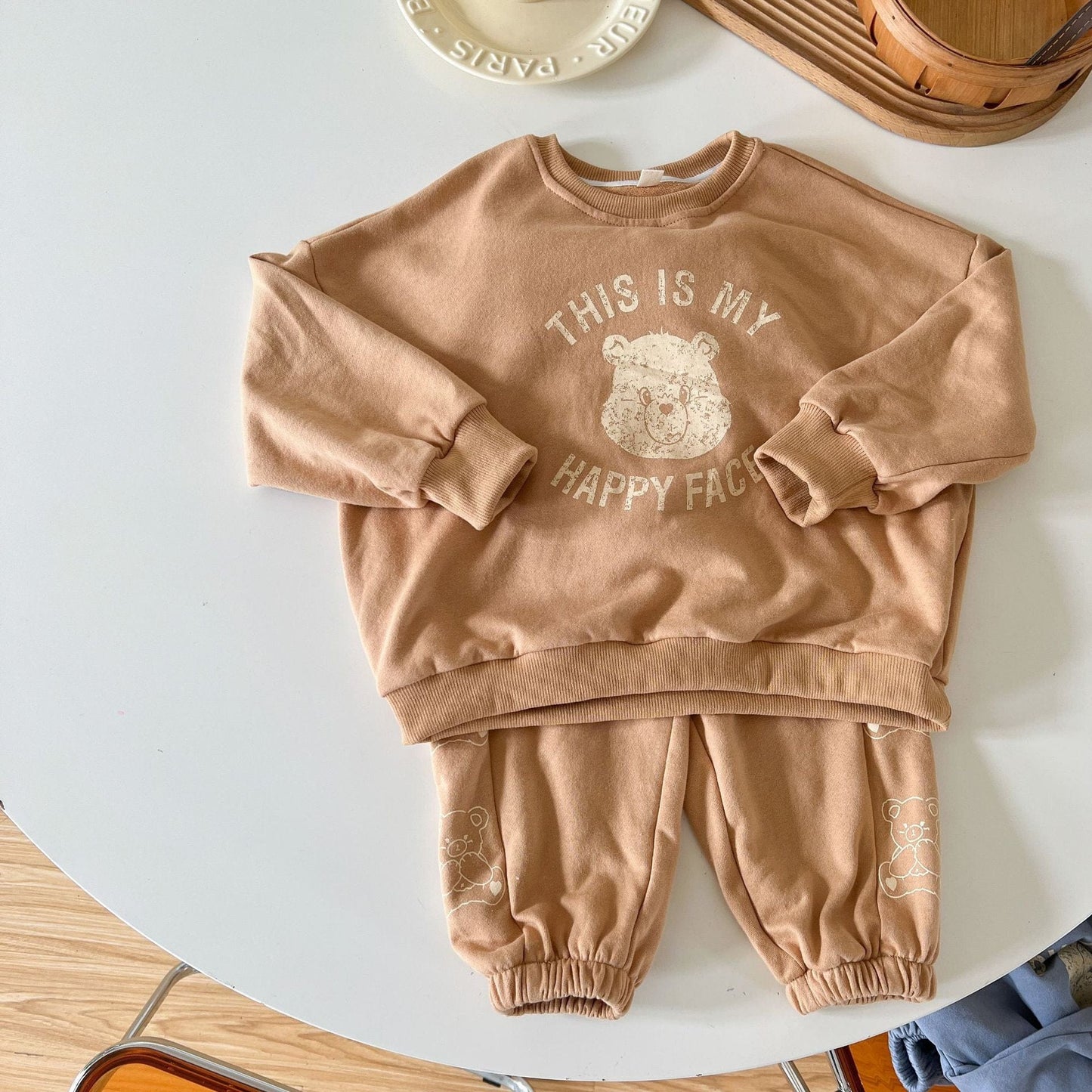 長袖セットアップ Orange / 80cm キッズ くま ベア セットアップ スウェット トレーナー トップス パンツ【mh0001196】