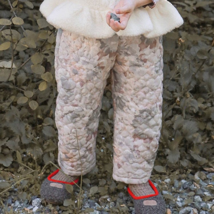 ロングパンツ・スウェットパンツ color B / 24M 90cm キッズ キルティング フラワー パンツ 暖パン【mh0001052】