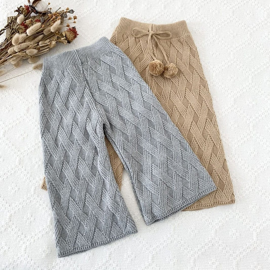 ロングパンツ・スウェットパンツ キッズ ニット ワイドレッグパンツ フレアパンツ【mh0001061】