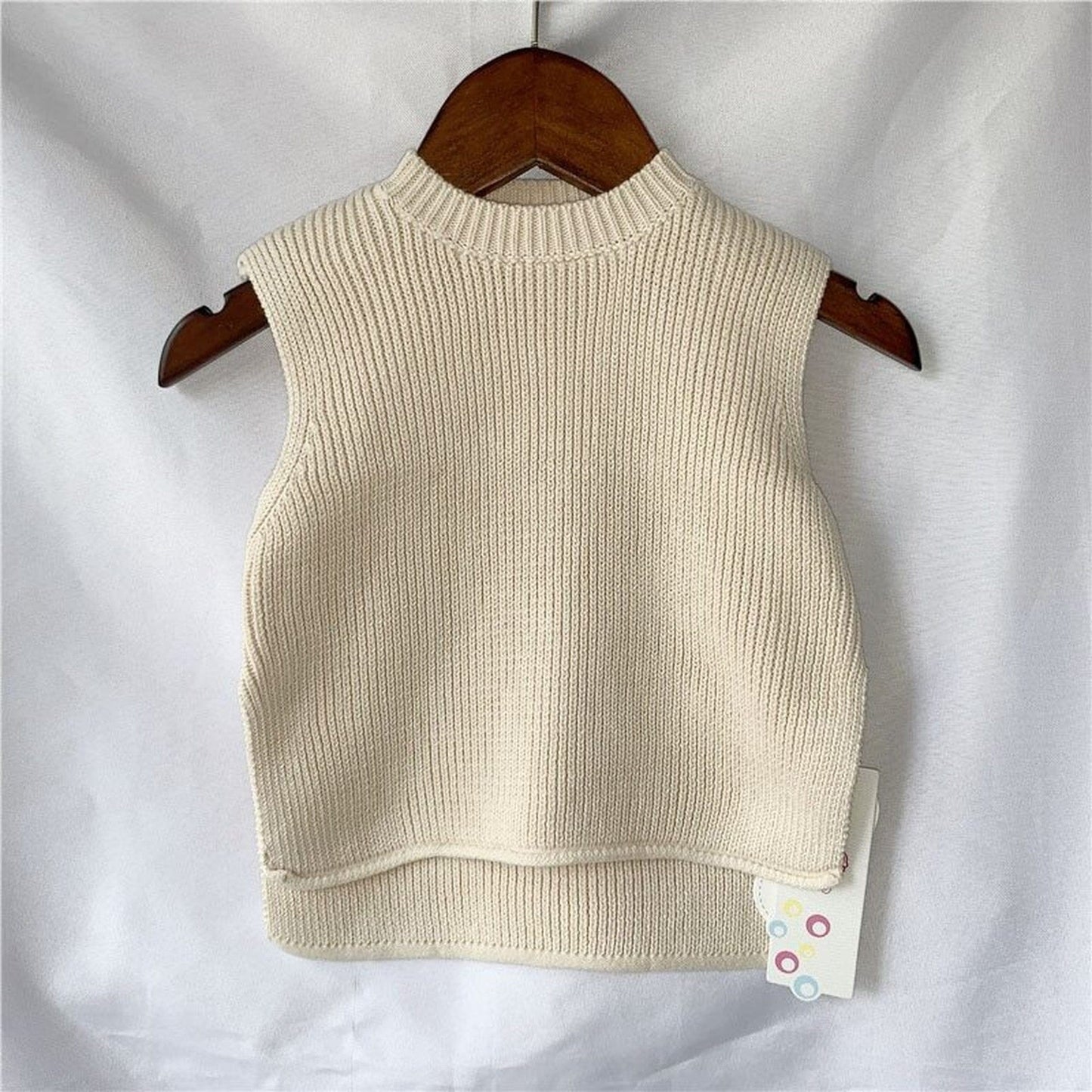 ベスト Beige White / 9M 73cm ベビー ニット サイドオープン ベスト【mh0000314】
