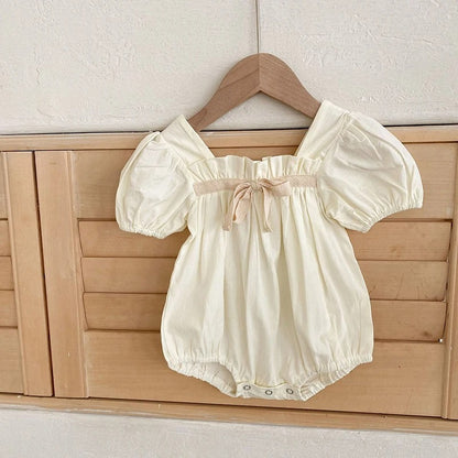 -ベビー フラワー 無地 リボン 半袖 長袖 ロンパース - mamahalo shop - 半袖ロンパース -  べビー服 - 子供服 - 男の子 - 女の子
