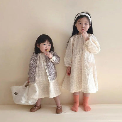 -ベビーキッズ フラワー 刺繍 エプロン ワンピース ロンパース【mh0000064】 - mamahalo shop - 長袖ロンパース -  べビー服 - 子供服 - 男の子 - 女の子