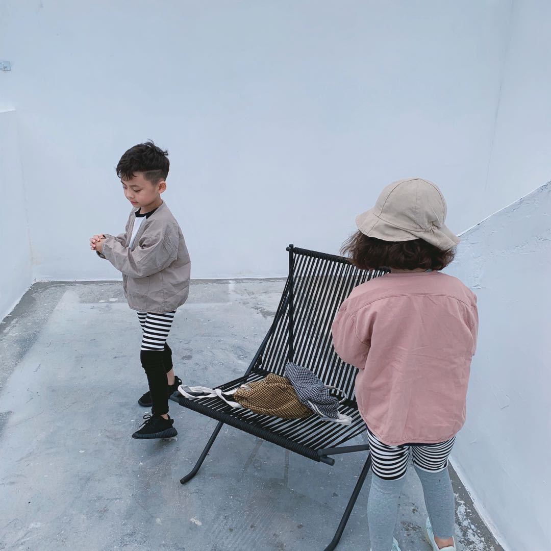 Chaqueta de manga larga con botones y bolsillos delanteros para niños【mh0001719】