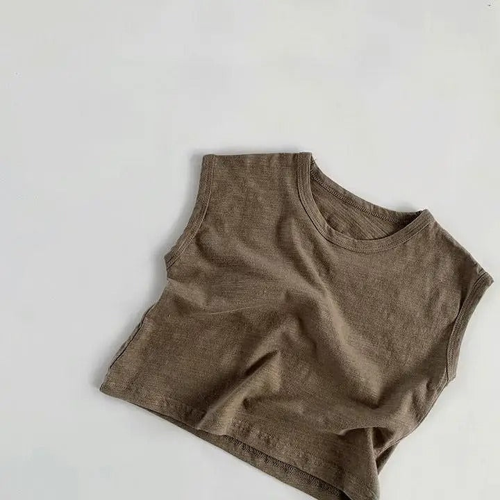 -キッズ ノースリーブ Tシャツ タンクトップ ボーダー 無地【mh0000801】 - mamahalo shop - タンクトップ・キャミソール・ノースリーブトップス -  べビー服 - 子供服 - 男の子 - 女の子