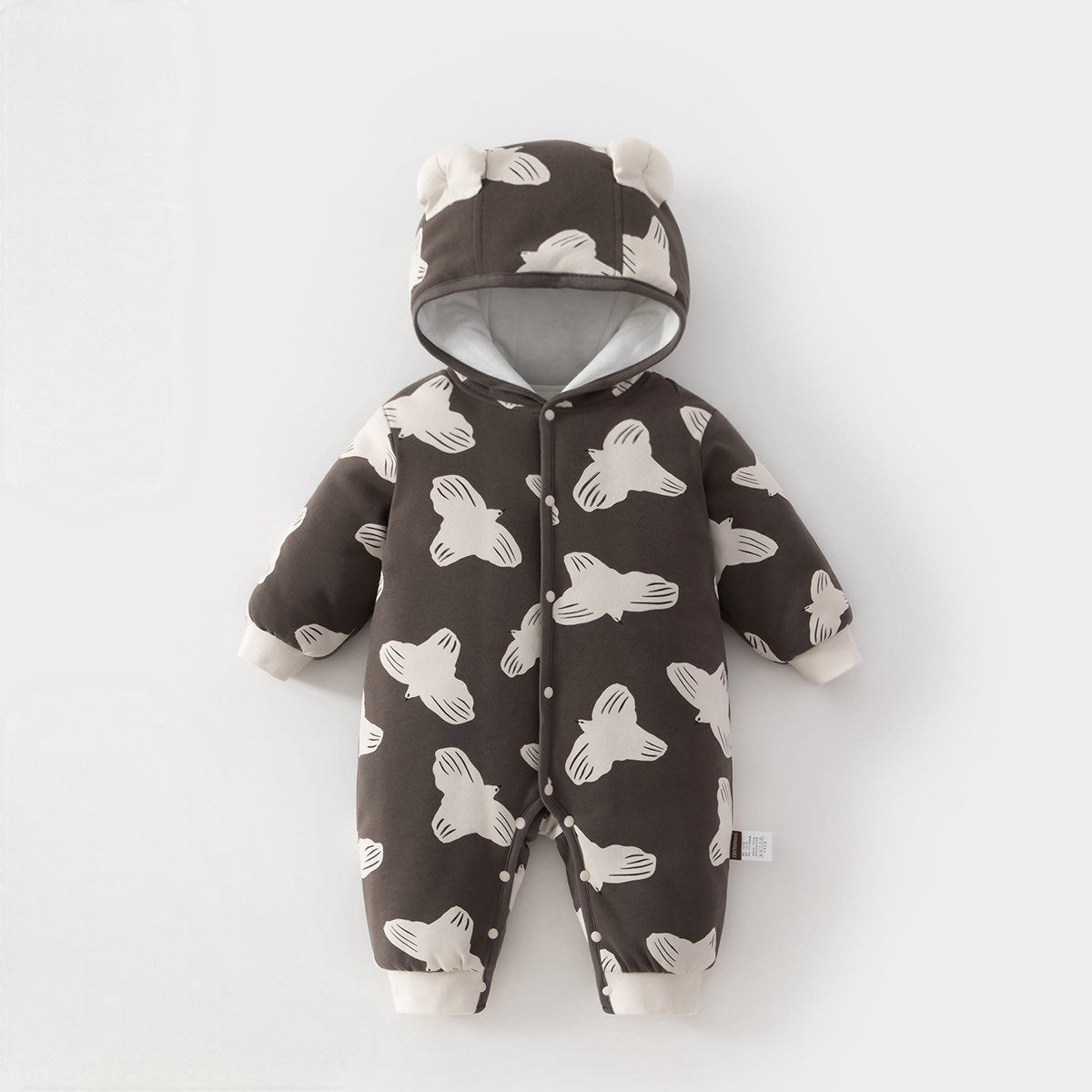 アウタージャンプスーツ 耳付きフーディ 中綿 厚手 プリント【mh0011695】