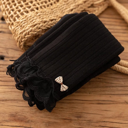 -キッズレギンス 裏ボア 暖パン レギンスパンツ レギパン タイツ リボン レースフリル カーキ グレー ベージュ 3カラー ガールズ 女の子 子供服 - mamahalo shop - レギンスパンツ -  べビー服 - 子供服 - 男の子 - 女の子