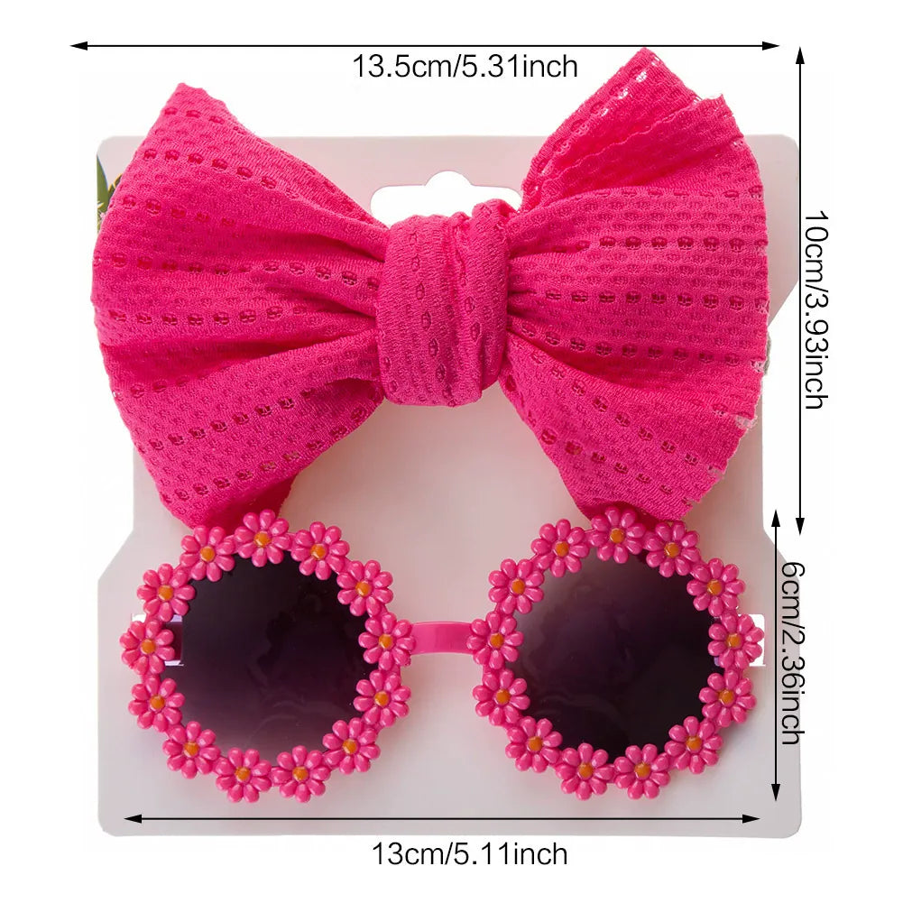 ベビーキッズサングラス/リボンヘアゴム2個セット ヘアバンド  フラワーサングラス 6カラー【mh0004457】 Rose mamahalo accessories ヘアアクセサリー
