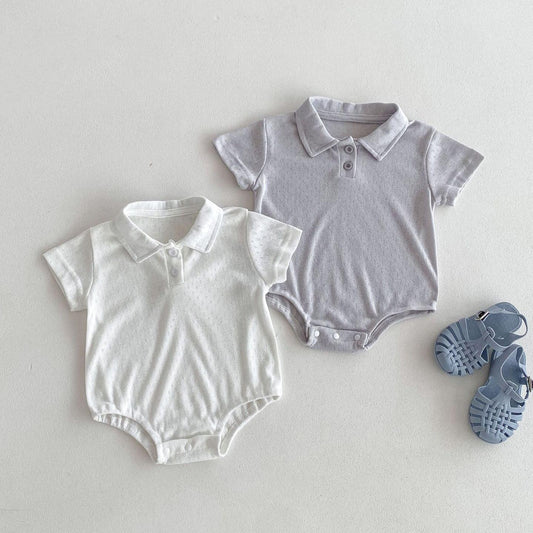 -ベビーロンパース/セットアップ 2点セット 半袖ポロシャツボディスーツ/半袖ポロシャツ+ショートパンツ 2カラー【mh0005459】 - mamahalo shop - 半袖セットアップ -  べビー服 - 子供服 - 男の子 - 女の子