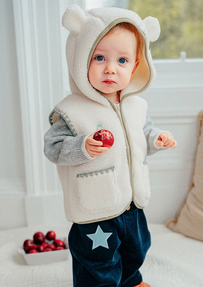 ベスト ボア素材 クマ耳フード ジップアップ アウター ベスト【mh0011641】