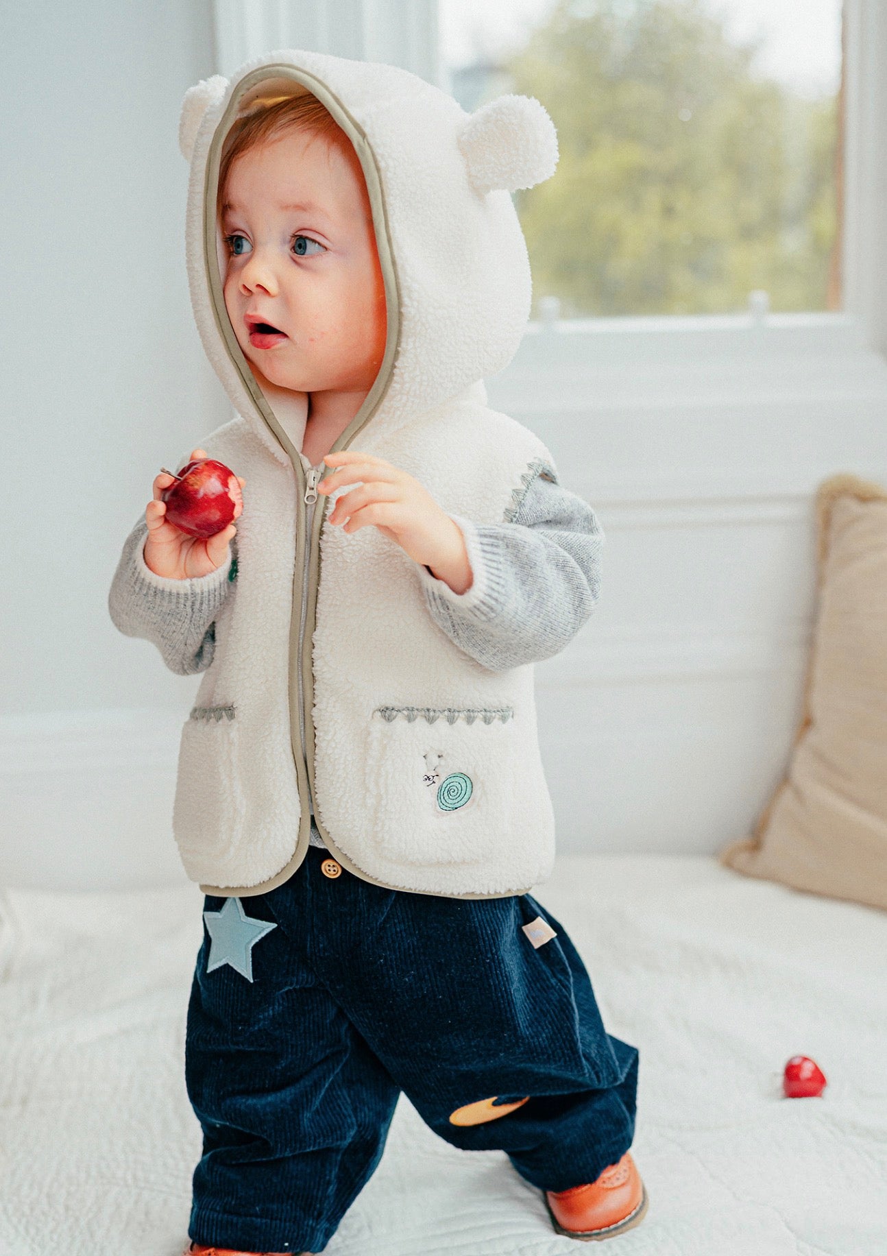 ベスト ボア素材 クマ耳フード ジップアップ アウター ベスト【mh0011641】