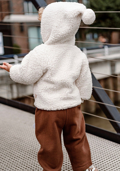 長袖ジャケット ボア素材 もこもこ ポンポン付きフード ジップアップ アウター【mh0011642】