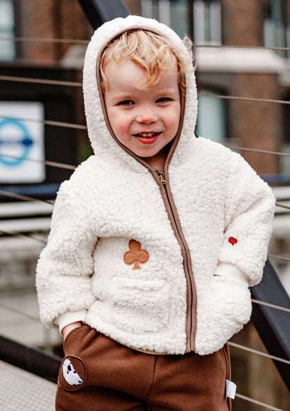 長袖ジャケット ボア素材 もこもこ ポンポン付きフード ジップアップ アウター【mh0011642】