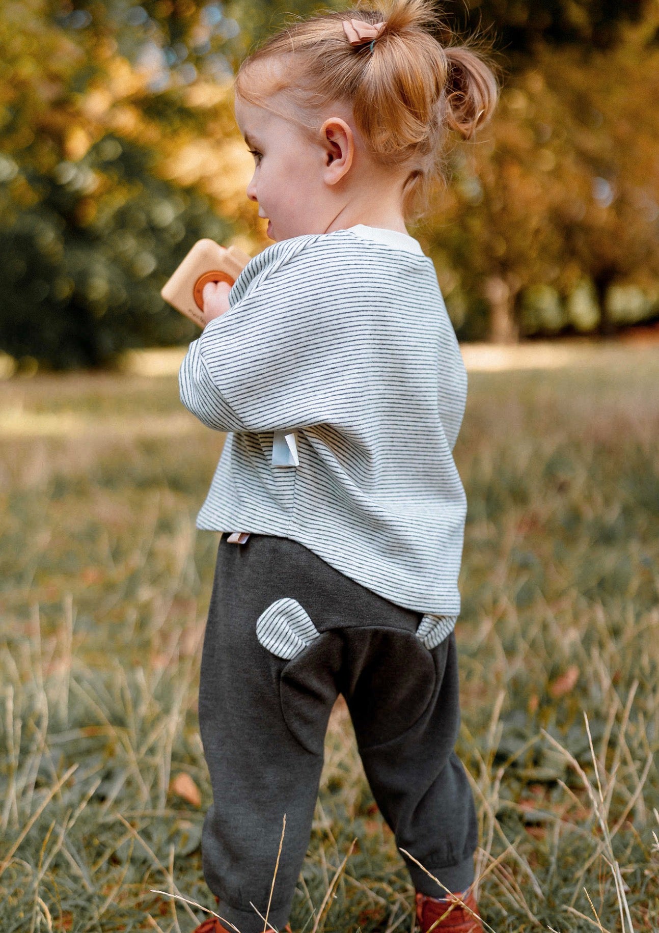 ロングパンツ 裏起毛素材 クマ耳デザイン スウェットパンツ カジュアル【mh0011643】