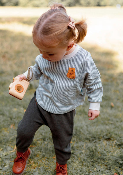 ロングパンツ 裏起毛素材 クマ耳デザイン スウェットパンツ カジュアル【mh0011643】