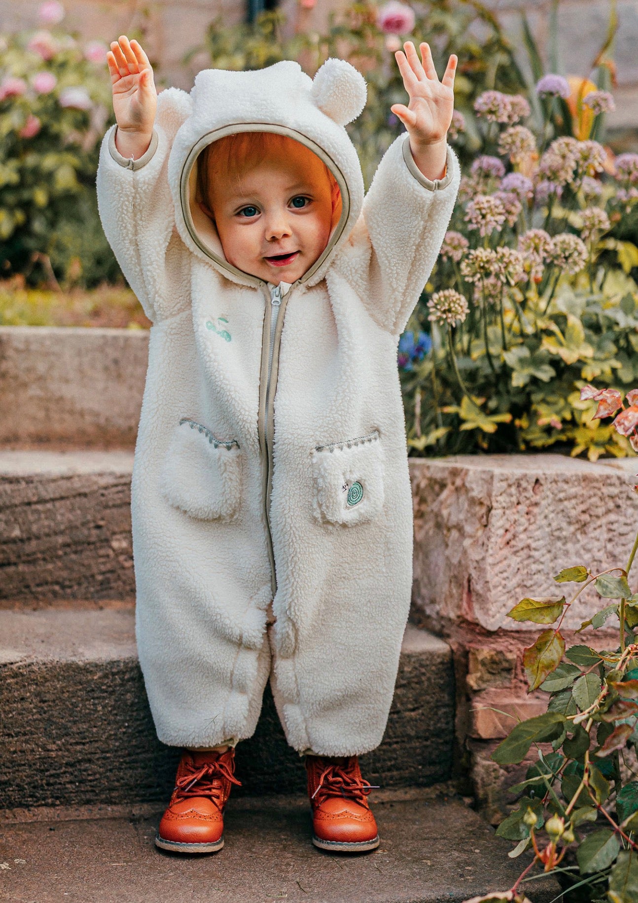 カバーオール ボア素材 クマ耳フード ジャンプスーツ つなぎ【mh0011644】