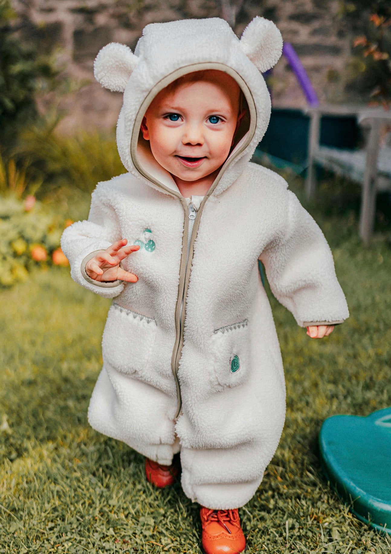 カバーオール ボア素材 クマ耳フード ジャンプスーツ つなぎ【mh0011644】