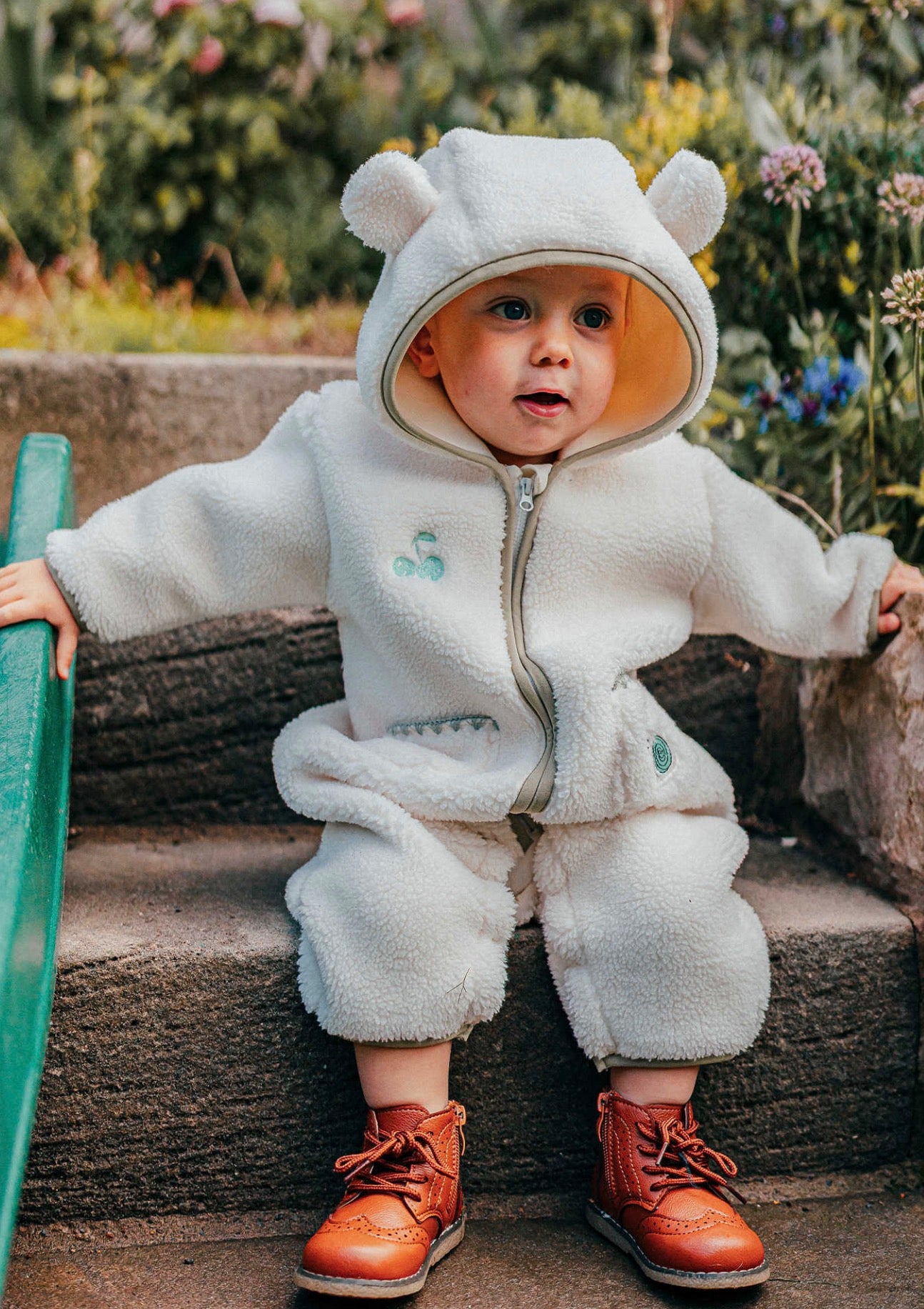 カバーオール ボア素材 クマ耳フード ジャンプスーツ つなぎ【mh0011644】