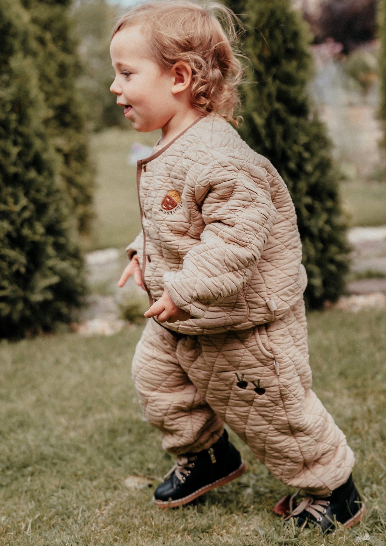 長袖キルトジャケット 裏起毛素材 パイピングデザイン アウター ブルゾン【mh0011647】