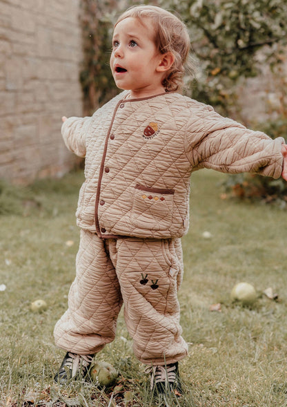 長袖キルトジャケット 裏起毛素材 パイピングデザイン アウター ブルゾン【mh0011647】