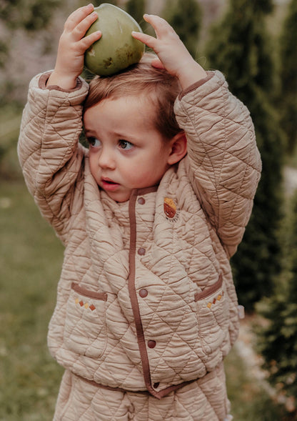 長袖キルトジャケット 裏起毛素材 パイピングデザイン アウター ブルゾン【mh0011647】