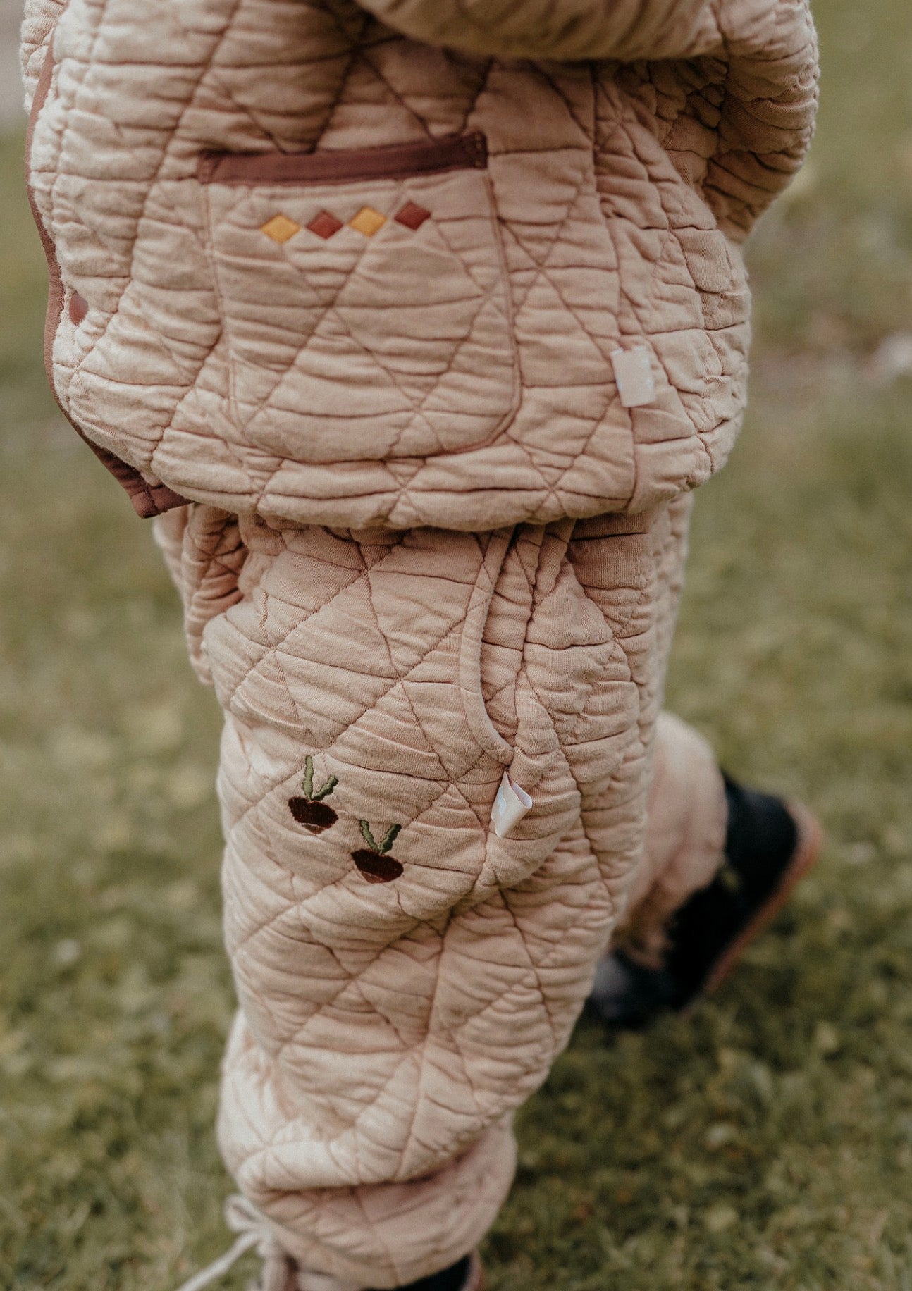 長袖キルトジャケット 裏起毛素材 パイピングデザイン アウター ブルゾン【mh0011647】