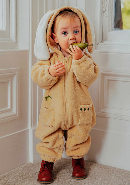 長袖ロンパース ボア素材 ウサギ耳フード ジップアップ カバーオール【mh0011648】