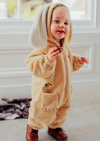 長袖ロンパース ボア素材 ウサギ耳フード ジップアップ カバーオール【mh0011648】