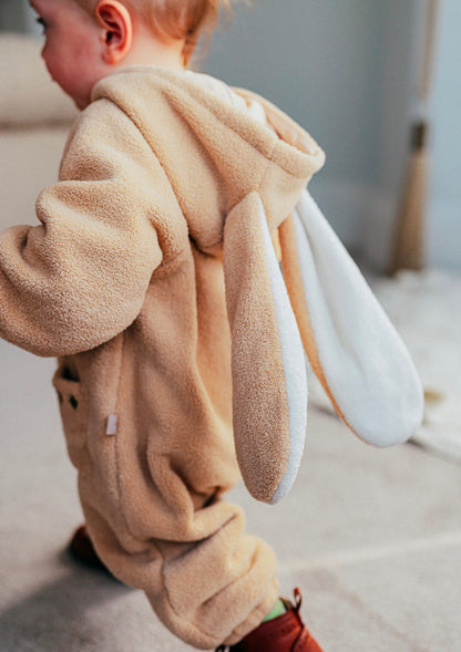 長袖ロンパース ボア素材 ウサギ耳フード ジップアップ カバーオール【mh0011648】