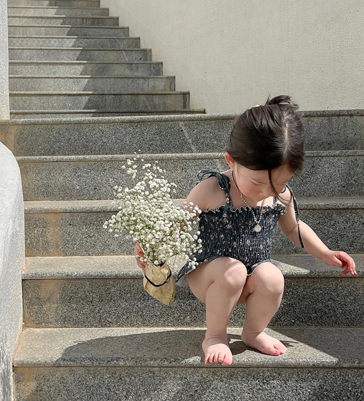 Floral Floral One-Piece Swimwear シャーリング ノースリーブワンピース水着【mh0013342】