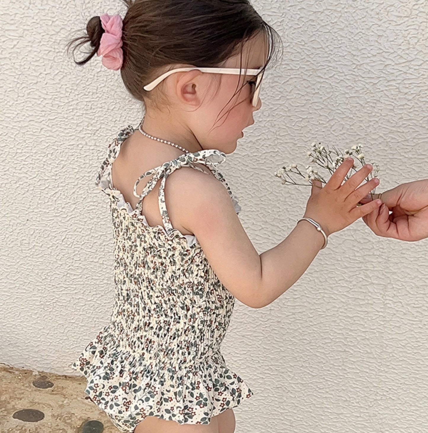 Floral Floral One-Piece Swimwear シャーリング ノースリーブワンピース水着【mh0013342】