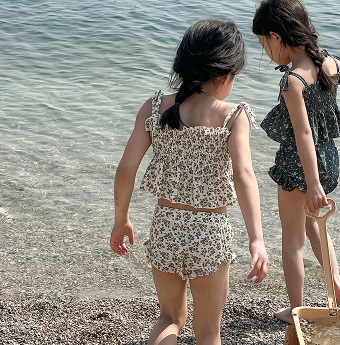 Floral Suspender Separate Swimwear シャーリング キャミソール ビキニ セット【mh0013343】