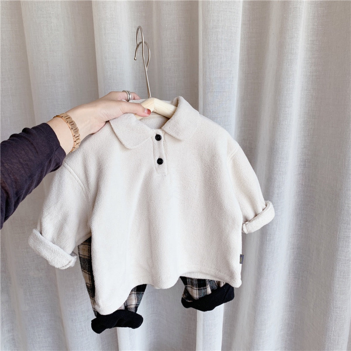 -キッズ フリース ポロシャツ【mh0000267】 - mamahalo shop - 長袖シャツ・ブラウス -  べビー服 - 子供服 - 男の子 - 女の子