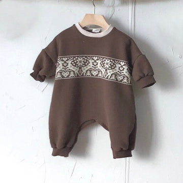 Fair Isle Fleece Romper ノルディック柄 裏起毛ロンパース【mh0012645】