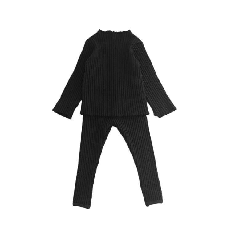 Ribbed Cotton Pajama & Leggings Set Long Sleeve T-shirt Leggings Set [mh0012644]