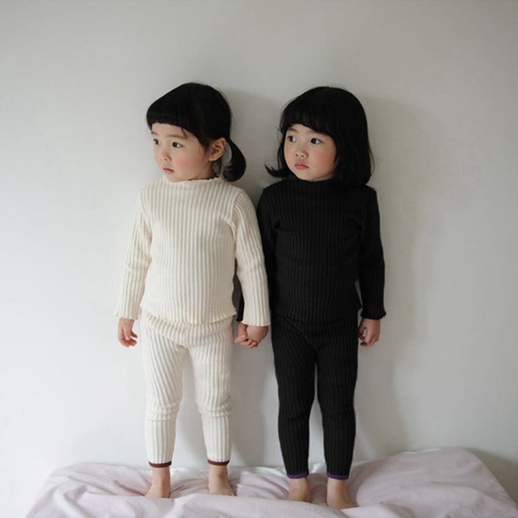 Ribbed Cotton Pajama & Leggings Set Long Sleeve T-shirt Leggings Set [mh0012644]