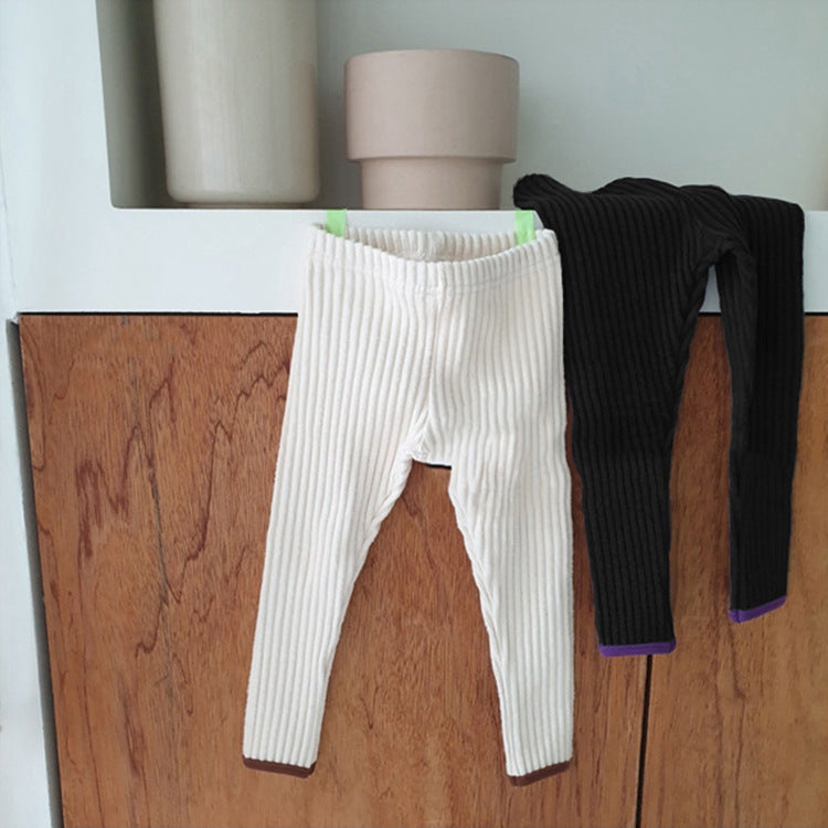 Ribbed Cotton Pajama & Leggings Set Long Sleeve T-shirt Leggings Set [mh0012644]