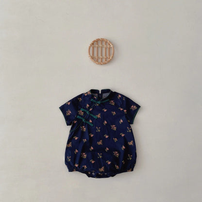 -ベビー チャイナドレス 半袖ロンパース - mamahalo shop - 半袖ロンパース -  べビー服 - 子供服 - 男の子 - 女の子