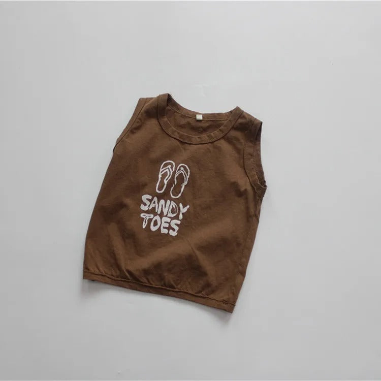 -キッズ フリップフロップ ノースリーブ Tシャツ - mamahalo shop - タンクトップ・キャミソール・ノースリーブトップス -  べビー服 - 子供服 - 男の子 - 女の子