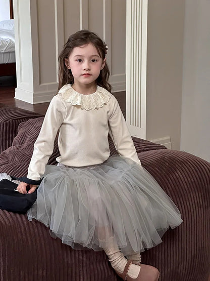 -キッズ レースカラー カットソー ニット セーター 4カラー ガールズ 女の子 子供服 - mamahalo shop - ニット・セーター -  べビー服 - 子供服 - 男の子 - 女の子