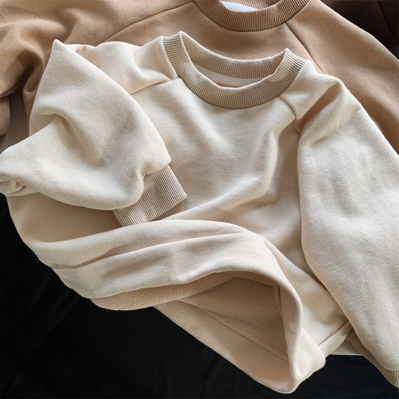 キッズ シンプル ベーシック スウェット トレーナー トップス 3カラー ユニセックス【mh0002372】 Beige / 80cm 명옥 muziyouyou トレーナー・フーディ