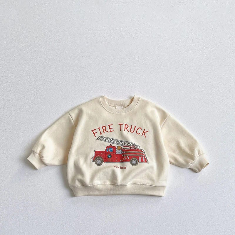 キッズトップス スウェットシャツ 乗り物プリント柄 3カラー【mh0004427】 Beige White / 12M  80CM mamahalo kids 長袖Tシャツ