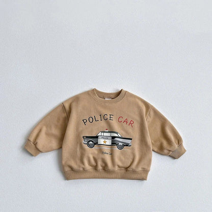 キッズトップス スウェットシャツ 乗り物プリント柄 3カラー【mh0004427】 Coffee / 12M  80CM mamahalo kids 長袖Tシャツ