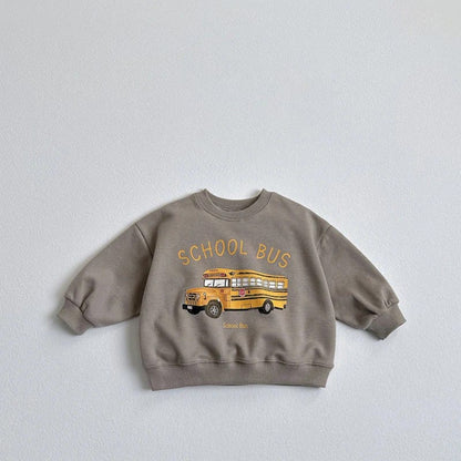 キッズトップス スウェットシャツ 乗り物プリント柄 3カラー【mh0004427】 Gray / 12M  80CM mamahalo kids 長袖Tシャツ