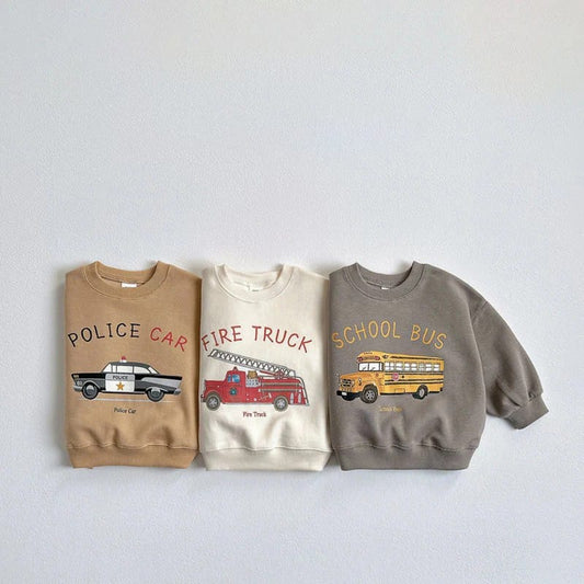キッズトップス スウェットシャツ 乗り物プリント柄 3カラー【mh0004427】 mamahalo kids 長袖Tシャツ