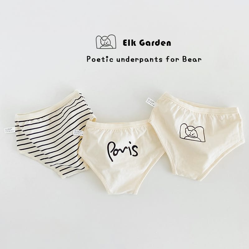 キッズ アニマル プリント コットン ショーツ 3枚セット【mh0013561】 N102 Little Bear's Poetry Boys' Triangle / 100cm mamahalo accessories 幼児用下着