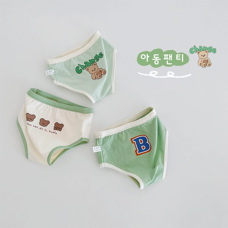 キッズ アニマル プリント コットン ショーツ 3枚セット【mh0013561】 N105 Bear Rabbit's Adventure Boys' Triangle / 100cm mamahalo accessories 幼児用下着