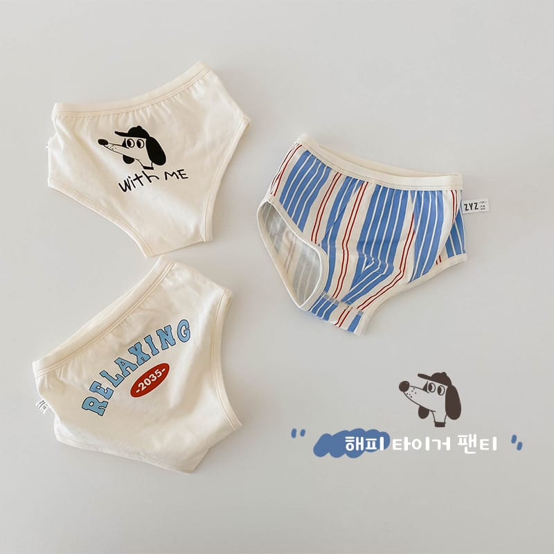 キッズ アニマル プリント コットン ショーツ 3枚セット【mh0013561】 N106 Holiday puppy Boys' Triangle / 100cm mamahalo accessories 幼児用下着